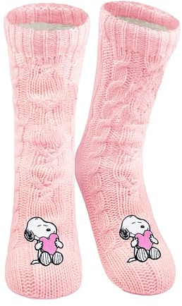 United Labels The Peanuts Snoopy Chaussettes douillettes pour femmes, Rose, chaussettes antidérapantes moelleuses, chaussettes chaudes, chaussettes d'intérieur, Rose, 35-38