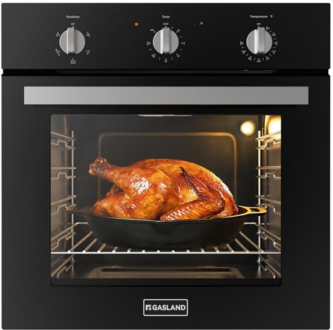 24 Inch Electric Wall Oven, GASLAND Built-in Oven with 2.79 Cu.ft Capacity, 5 Working Functions, Ergonomic knob, Removavle Triple-Layer Glass Door, 2200W Black Single Wall Oven, ETL Certified