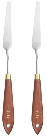 QUARKZMAN 2pcs Couteaux à Peinture Outil Peinture 3.54 x 0.71 Lame En Acier Inoxydable En Forme larme 9.65 Longueur Spatula Couteaux à Peinture Avec Trou Manche En Hêtre Rouge/Argent