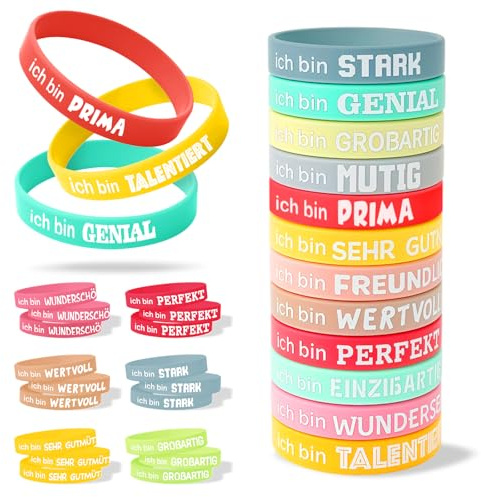 Qhpbuy Braccialetti motivazionali per bambini, braccialetti in silicone, frasi positive, idea regalo per mutachi, regalini
