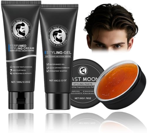 Men's Hair Styling Gift Set – Includes Perfumed Hair Styling Cream, Styling Hair Gel and Styling Hair Paste – High Hold, Ultra Matte, Fragrance-Free – Ideal Hair Styling Set for All Hair Types