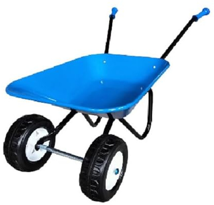ASC New Child Kids Twin Wheel Wheelbarrow - Blue/Black - Toy, Play, Farm, Garden