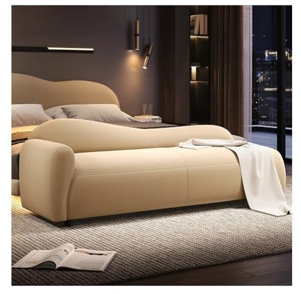 WFchenj222-6 Ottomane fürs Schlafzimmer Schlafzimmer Nachttisch Hocker Sofa Chaiselongue Kleine Wohnung Bank Creme Stil Einfache(Light Yellow,Mittel)