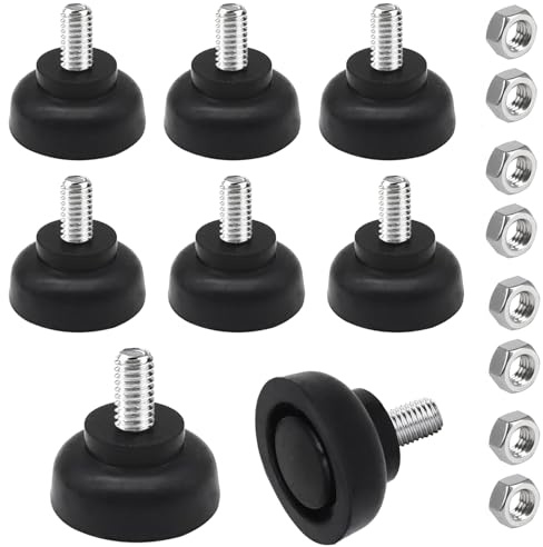 TFLPUO 8 Stück Gummipuffer M8, Verstellbare Gummifüße Schraubbar Stellfüße M8 X 30 mm Füße mit Muttern Stoßdämpfender rutschfeste für Möbel Tische Stühle Sofas