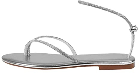 Pantofole da donna estive modello strass lucido moda fondo piatto comodo antiscivolo spiaggia infradito