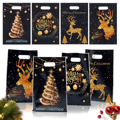 Weihnachten Geschenktüten Rentier Weihnachtsbaum Motive 50 stk16,5 x 25 cm Weihnachten Geschenkbeutel Weihnachtstüte Party Tüten Keks SüßigkeitenTaschen Mitgebsel Beutel Geschenkverpackung für Kinder