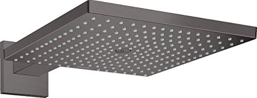 hansgrohe Raindance E - wassersparende Kopfbrause (EcoSmart) mit Brausearm, Duschbrause (300 x 300mm), Regendusche für Wandmontage, Brausekopf mit Antikalk-Funktion, Brushed Black Chrome, 26239340