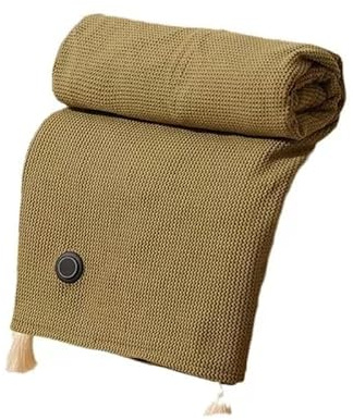Kabellose tragbare Heizdecke 150x80cm - Wearable Wärmekissen mit 3 Stufen & Reisverschluss, elektrische Heizshawl als Wärmeunterbett (Beige)