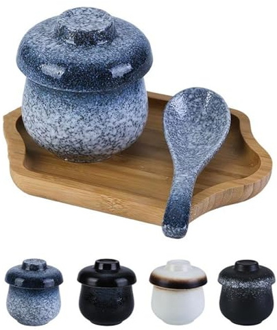 Tasse à ragoût en céramique avec couvercle, bol à vapeur for œufs de Style japonais, pot à soupe en porcelaine for la cuisson à la vapeur et le mijotage à la maison(Blue)