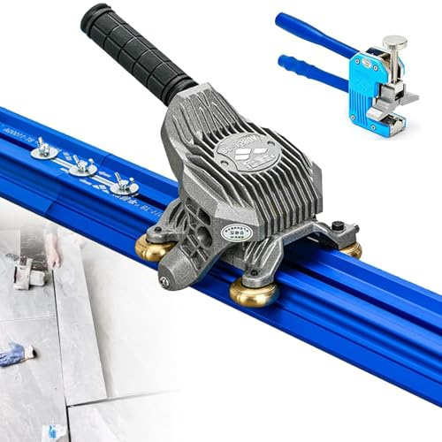 Manual Tile Cutter, Double Rail Design for Accurate Cutting of Ceramic and Stone, Ideal Tool for Large Tile Installation