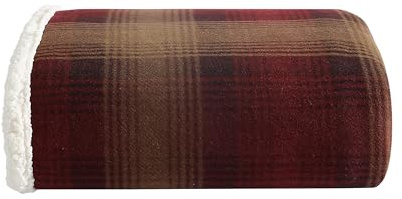 Eddie Bauer - Blanket, Super Soft Reversible Sherpa & Brushed Fleece Bedding, Ideal Throw Blankets for Couch, Plaid Home Design (Nordic Raisin)
