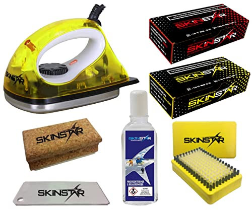 SkinStar Starter Ski Wachs Set, Wachsbügeleisen Bürste Hydrocarbonwachs 7-teilig