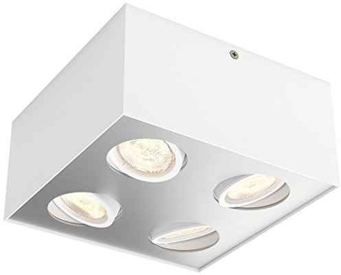 Philips WarmGlow LED Decken-/Wandspot (18 W), dimmbare Deckenleuchte mit 4 schwenkbaren LED Spots und warmweißem Licht, energiesparende Raumbeleuchtung, Weiß