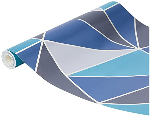 Fine Décor FD42001 UK Apex Geo Sidewall Wallpaper, Aqua/Navy