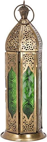 GURU SHOP Orientalische Metall/Glas Laterne in Marrokanischem Design, Windlicht, Grün