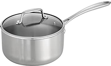 Tramontina Tri-Ply Clad Stainless Steel 3-Quart Sauce Pan with Glass Lid, Induction-Ready, Dishwasher-Safe, NSF-Certified