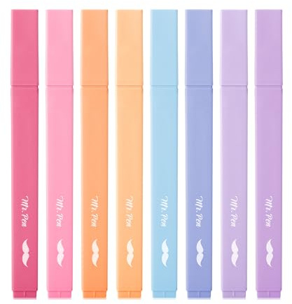 Mr. Pen- Aesthetic Highlighters, 8 pcs, Chisel Tip, Assorted Colors, No Bleed Bible Highlighter Pastel