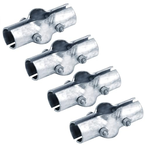 OTTFF 4 Pack 1-5/8 Line Rail Clamp for Chain Link Fence, Greenhouse, Cross Grid Boulevard Pipe Fitting, 7/64 Thick
