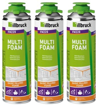 FM220 Bauschaum Montageschaum Pistolenschaum Multischaum Fensterschaum hohe Schalldämmung Wärmedämmung 500ml Kombisets (ohne Reiniger/ohne Schaumpistole, 3x 500ml)