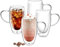 4x450ml Double Walled Glass Mugs with Handle, Heat Resistant Glass Coffee Mugs, Reusable Cappuccino Macchiato Tea Latte Glasses, Clear Borosilicate Cups for Hot and Cold Drinks, Dishwasher Safe