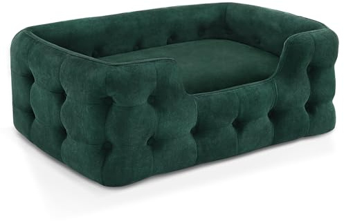 MCombo Dog Sofa Bed, 33 Inches Length Foam Pet Bed with Washable Cushion Cover, Modern Pet Couch for Small Medium Dogs, 0553 (Blackish Green)