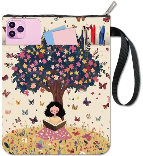 CRASPIRE Fundas de Libros Lavables de 11x8.7 Pulgada Funda Libro Lectura Bajo los Árboles para Bolsillo Tela Doble Cara Regalos Temáti