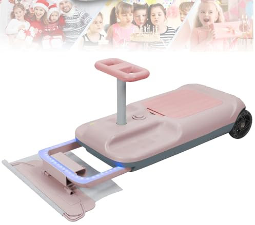 Kart eléctrico con función de limpieza de suelo, carrito portátil, coche de limpieza para niños con tracción doble de 12 V, coche con luces, coche para montar con almacenamiento adicional,Pink