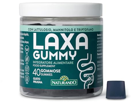 Naturando Laxagummy integratore alimentare in gommose da masticare a base di Lattulosio, Triptofano, Mannitolo e Prugna - flacone da 40 gommose
