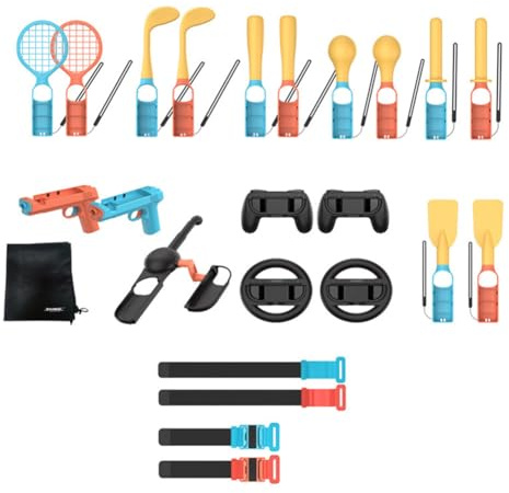 Kexpery 24-i-1 sportset för Switch 2 tennisracketar, golfklubbor, fotbollstillbehör, familjekit