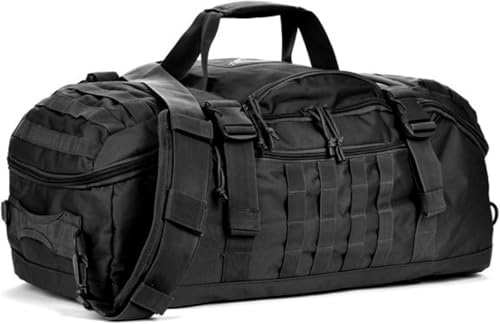 Borsa sportiva da viaggio, borsa da viaggio, borsa weekend per uomini e donne, borsa da allenamento per militari, sport, notte, basket, tattico, calcio, impermeabile e antistrappo, Nero , 45l