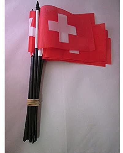 AZ FLAG STOCKFLAGGE Schweiz 15x10cm - HELVETISCHE 10 stück Mini Fahne 10 x 15 cm - flaggen
