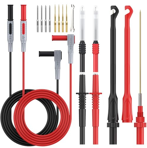 Neoteck Plomo de Prueba de Multimetro 12 pcs Puntas de Prueba Electrónicas Kit de Accesorios con Enchufes de Banana Puntas de Sonda Intercambiables y Pinzas de Cocodrilo para Multímetros Electricistas