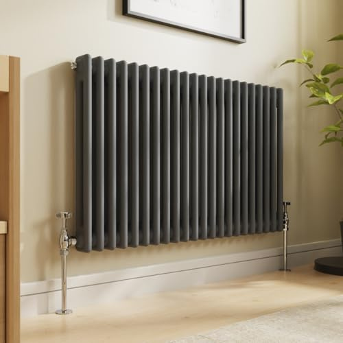 NRG Radiador de baño tradicional Coliseo de hierro fundido de 600 x 1010, antracita, 2 paneles
