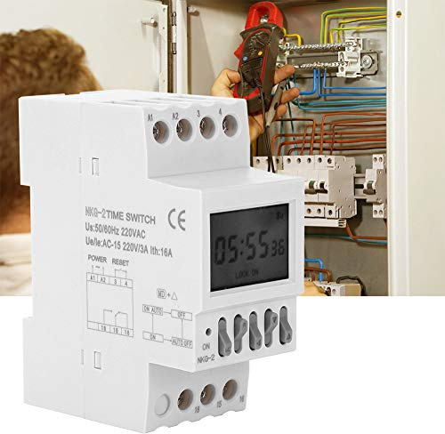 Relé de temporizador, AC220V 50 / 60Hz NKG-2 Interruptor de control de tiempo, Relé de interruptor de timbre de timbre de fábrica escolar de tipo riel 3A, Temporizador de temporizador Temporizador elé