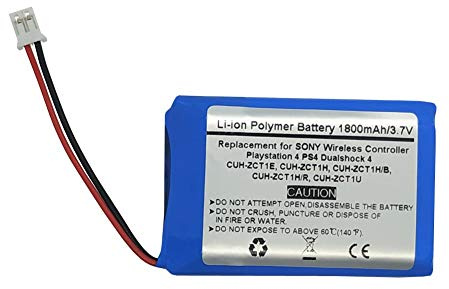 1800mAh 3.7V Replacement Battery For Sony Playstation PS 4 Dualshock 4 Wireless Controller Models: CUH-ZCT1E, CUH-ZCT1H, CUH-ZCT1H/B, CUH-ZCT1H/R, CUH-ZCT1U, 2015 & older models