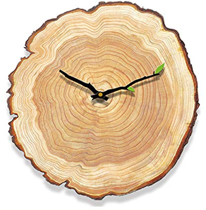 Beihaoer Horloge murale annuelle en bois non piquant 12 po Fonctionne avec piles Créative irrégulière Horloge silencieuse décorative pour chambre d'enfant Salon intérieur