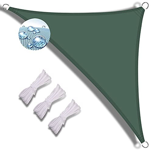 vela tenda triangolare 3x4x5 riso tenda da sole impermeabile a caduta tende esterno impermeabile vela tenda ombreggiantevela tenda antipioggia per esterno con corda di fissaggio-Verde scuro