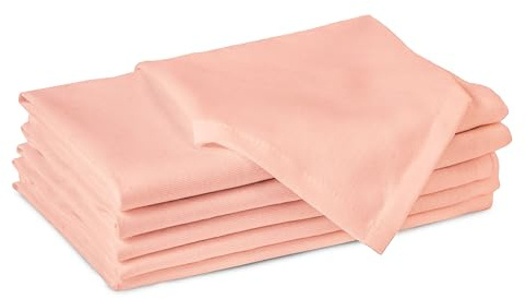 Encasa XO Stoffservietten Baumwolle, 180 GSM 43x43 cm | Pfirsich, Saugstark & Strapazierfähig | Waschbar & Wiederverwendbar | Tischdeko, Hochzeit & Alltag | 6er Set