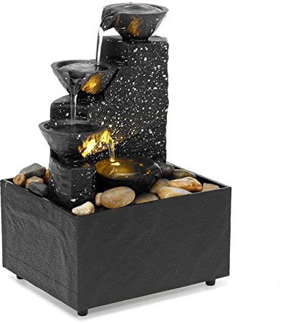 Tabletop Fountain Decorations, USB Desktop Water Fountain Ornament Crafts with Irregular Stones, LED lights, Crafts Gift Fountain for Home, Office, Bedroom, Desk, Decor