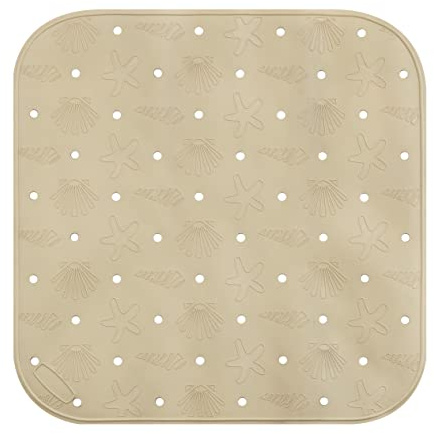 Baroni Home Tappetino da vasca antiscivolo in PVC, Tappetino da doccia, Made in Italy, 53x53 cm, Beige Quadrato