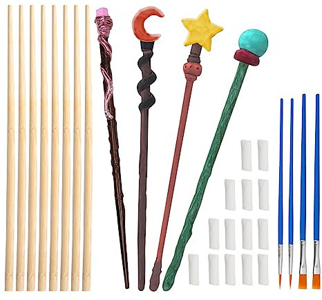 Matogle 8 Stück DIY Zauberstab aus Holz, Wizard Zauberstäbe Holzbastelset für Kinder, Magischer Holzstab zum Basteln und Bemalen, Feenstab Bastelsets Magic Wand Geschenk für Junge Mädchen Handwerk
