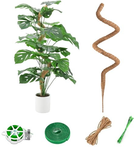 125cm Flexibler Moosstab für Monstera, Kokosfaser Rankhilfe mit Zubehör, Pflanzenstütze für Kletterpflanzen im Innenbereich Braun