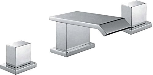 Go Bathrooms Chrome 3 Hole Bath Mixer Tap Dual Lever Waterfall Style Bathroom Taps Cascade UK Standard Fittings Bath Tap