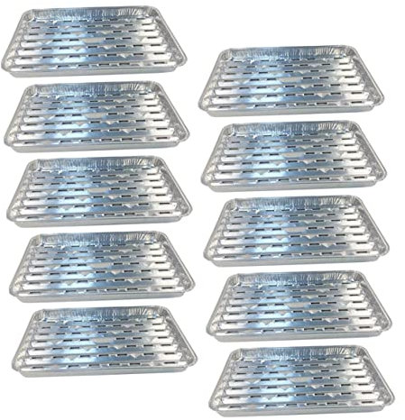 TOPBATHY Lot De 10 Casseroles En Aluminium Perforées, Barquettes Jetables Résistantes, Compatibles Four Micro-ondes Et Friteuse à Air, Pour Barbecue, Repas En Plein Air, Cuisson Et Stockage