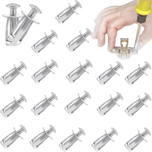 20 Piezas Tuercas de Pétalo de Tornillo de Expansión,Tuercas de Gato,Tuercas de Pétalo,Tornillo de Expansión,para Paneles de Yeso,Láminas de Hierro,Paredes Delgadas y Suaves,Metal(M6*25)