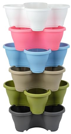 simpa 6PC Quad-Pot Stackable Indoor & Outdoor Planters - Multicolour Set