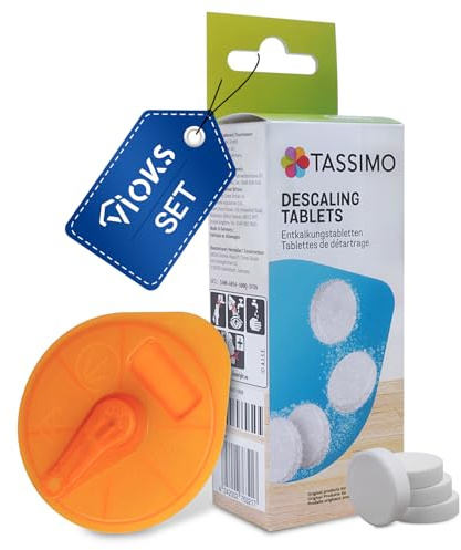 VIOKS Pastiglie detergenti di ricambio per Bosch 17001491 00311909 | T Disc, 4 pastiglie anticalcare per macchina da caffè Tassimo, TAS60, TAS70, TAS43, TAS45, TAS47, TAS55
