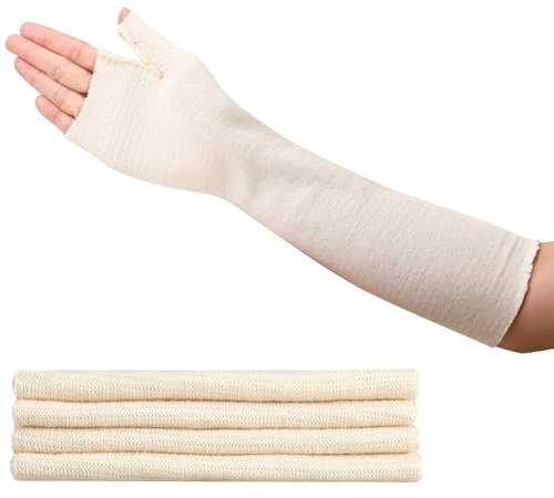 LINXIU 4 Pcs Elastic Arm Cast Stockinette 10cm x 33.9cm Thumb Spica Stockinettes Tubular Bandages Cotton Wrist Sleeve for Under Brace