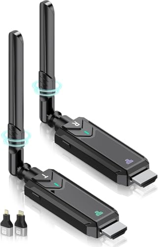 Émetteur-Récepteur HDMI sans Fil 400 mètres - Double Affichage Miracast 1080P@60Hz, Ultra Faible Latence 5GHz pour PC/Ordinateur Portable vers TV/Projecteur