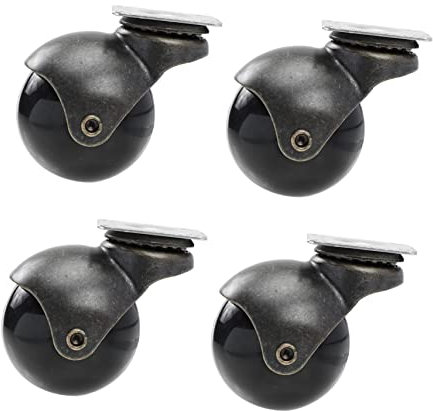 Amosfun 4pcs 2-inch Swivel Ball Caster Wheels Flat Plate, Antique Brass Furniture Universal Castors for Chairs and Tables, Sturdy Iron Material for Home and Office Use